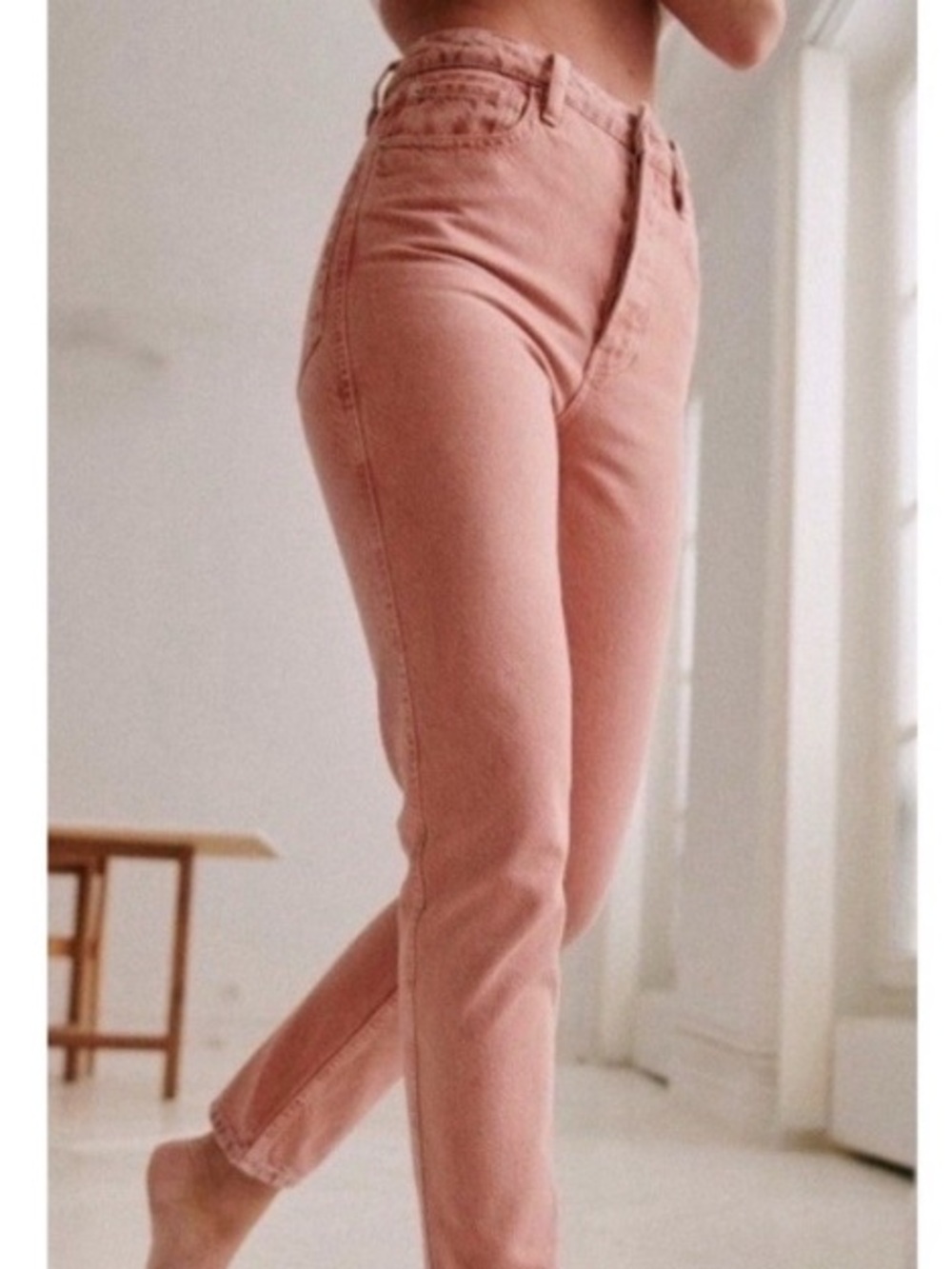 Sezane Brut Sexy Jeans Pink FR 40 US 8 High Waist Straight Leg